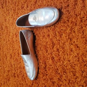 Coach Silver Leather Loafers Sz 6B